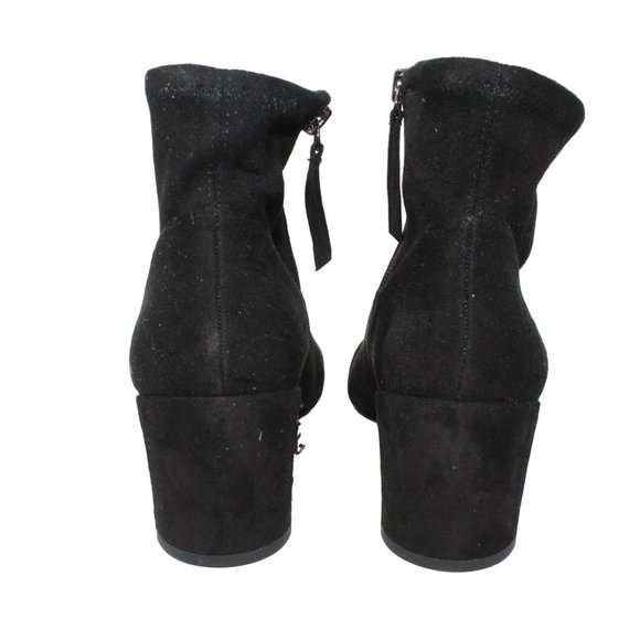 Nine West Size 7.5M Falup Black Suede Zippered Block Heel Ankle Bootie Boots - Picture 6 of 10